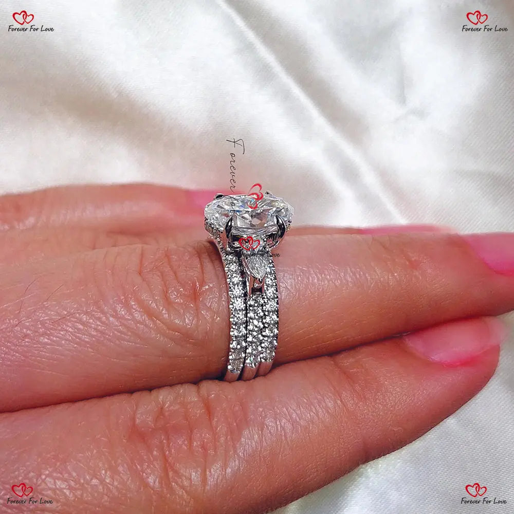 Hybrid Crushed Ice Diamond Cushion Cut Bridal Set Ring Forever For Love