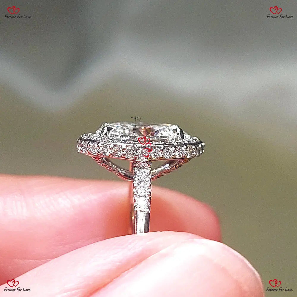 Art Deco Oval Engagement Ring, Halo Setting Forever For Love