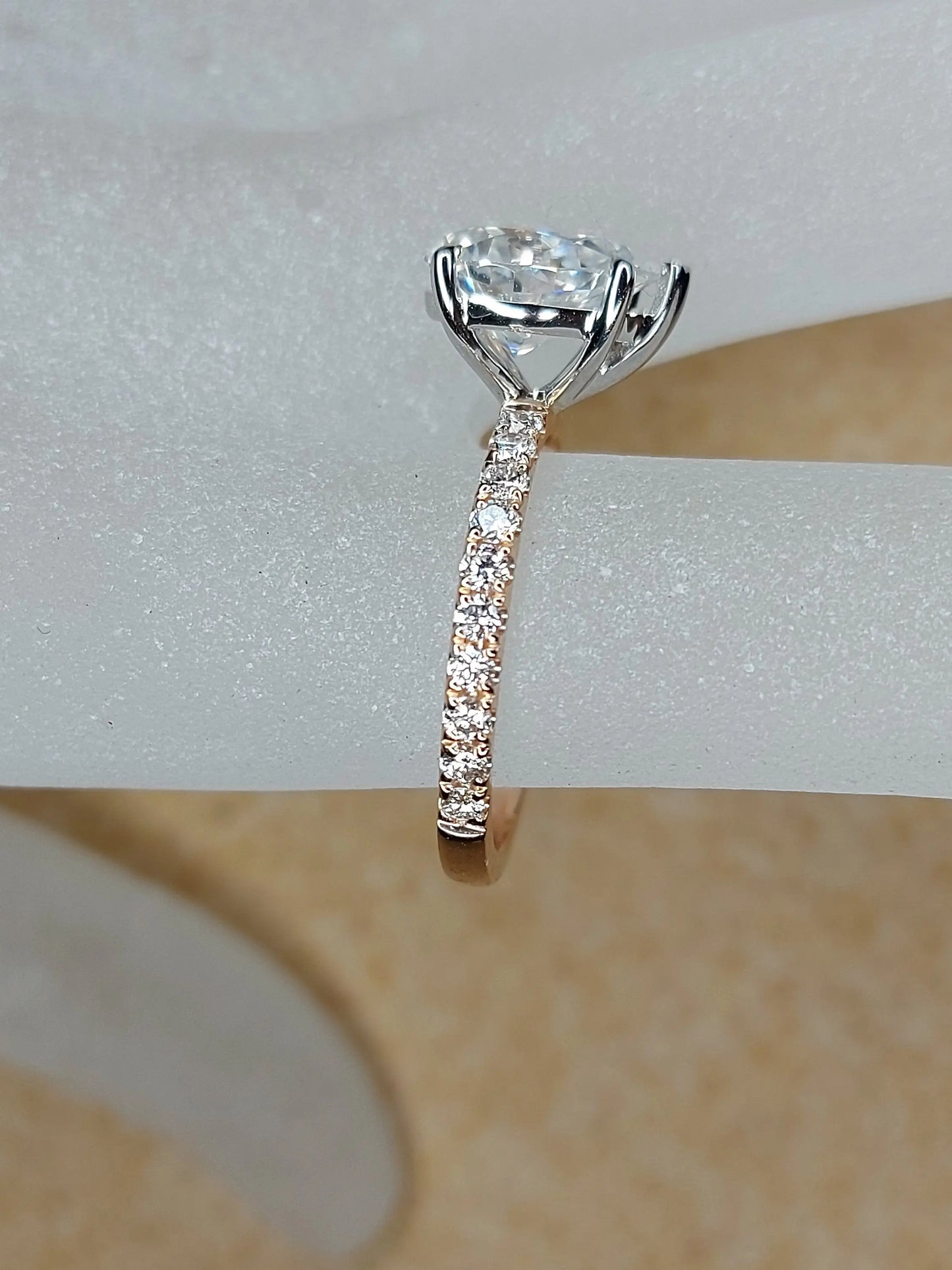 Verlobungsring mit Tropfenschliff Pear cut Moissanite engagement ring in Gold or Platinum — custom handcrafted by Forever For Love