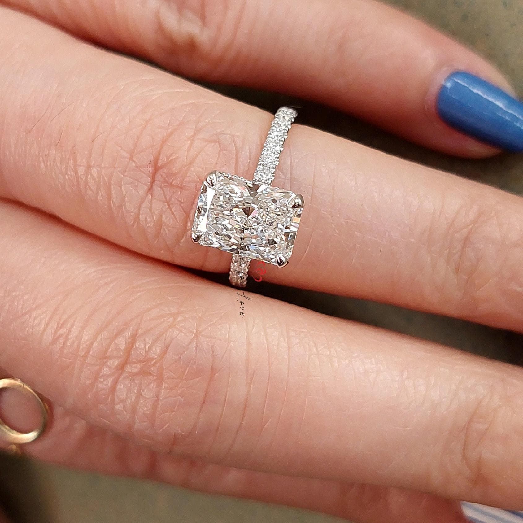 2 Ct IGI Certified Radiant Lab Diamond Hidden Halo Engagement Ring