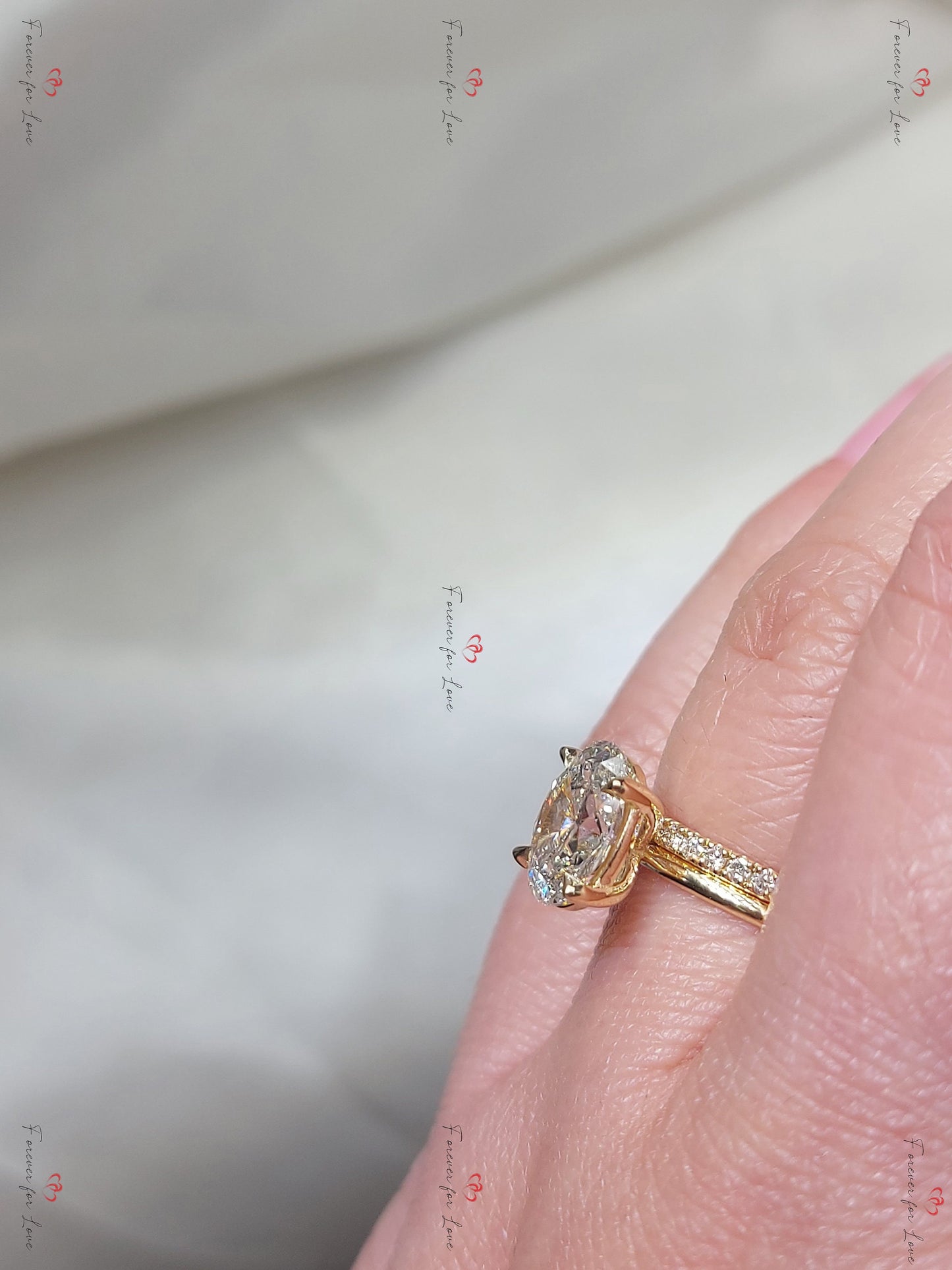2 Ct Oval Lab Diamond Eternity Band Oval cut Moissanite Brilliant Cut engagement ring in 935 Argentium Silver — custom handcrafted by Forever For Love