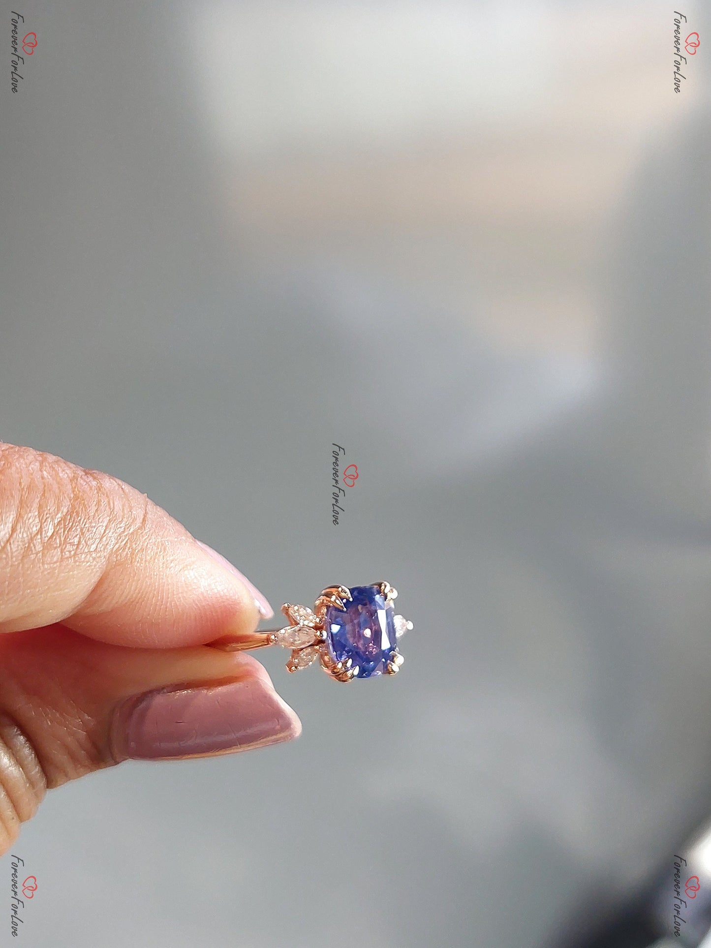 Marquise-Blauer-Diamant-Saphir-Verlobungsring Marquise cut Moissanite engagement ring in 935 Argentium Silber — custom handcrafted by Forever For Love