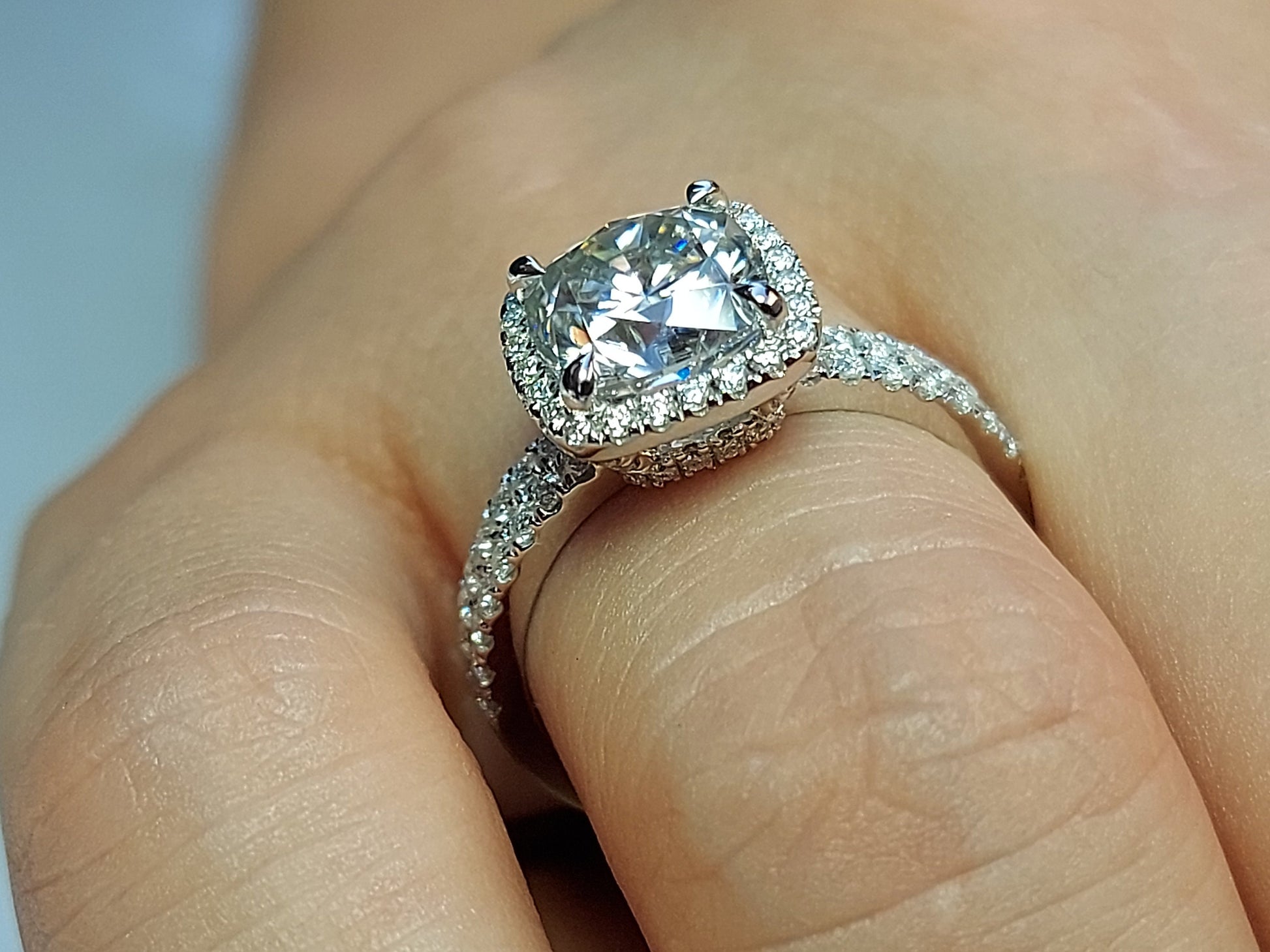 2.5 Ct Cushion Moissanite Eternity Band