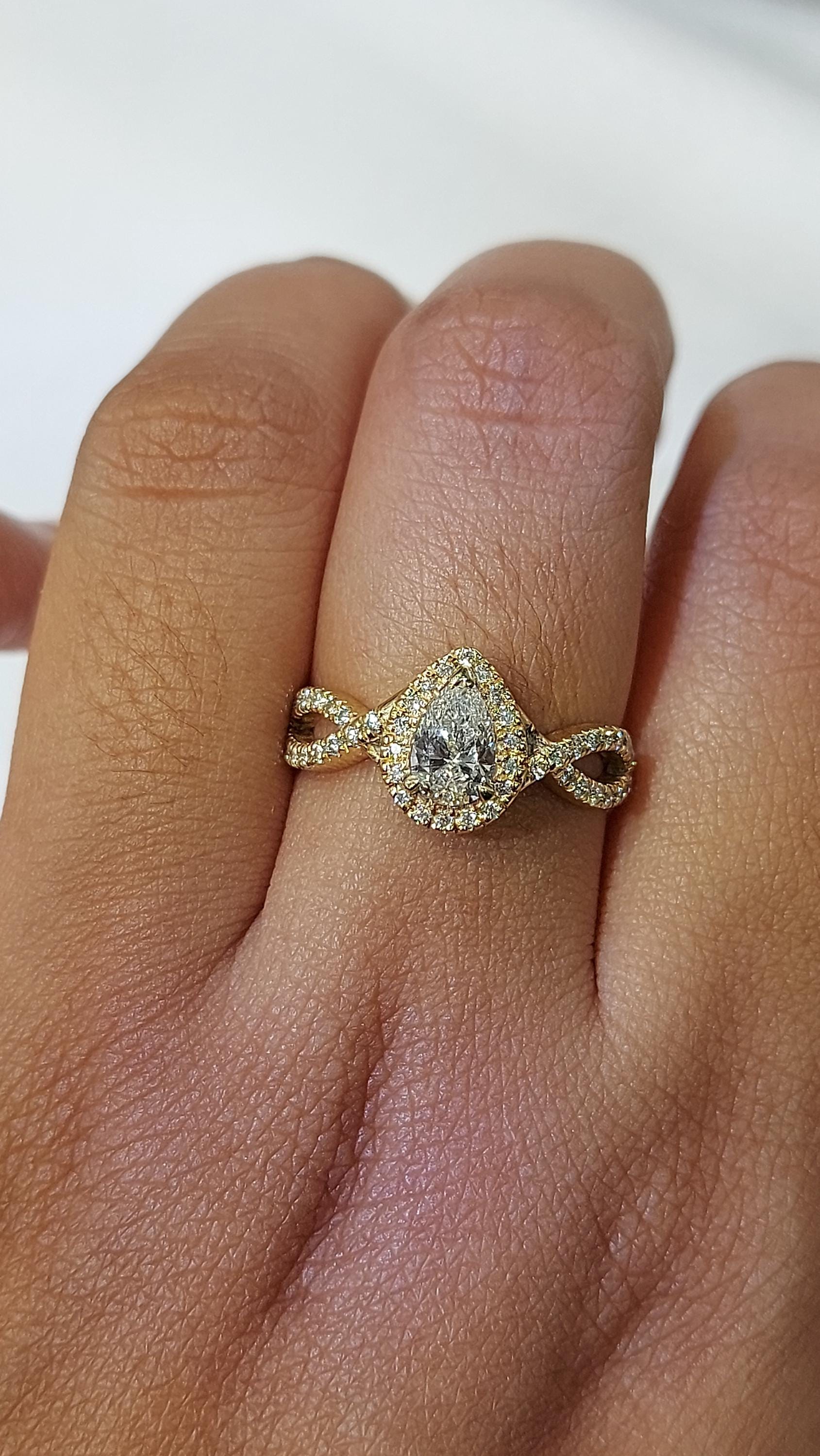 2 Ct IGI Certified Pear Lab Diamond Halo Engagement Ring