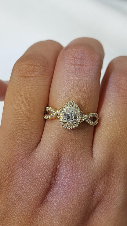 2 Ct IGI Certified Pear Lab Diamond Halo Engagement Ring