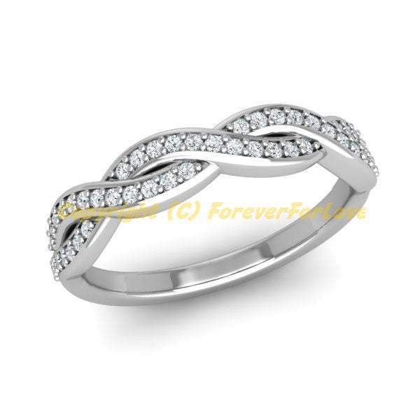 Runder Eternity-Ring mit natürlichen Diamanten Round cut Moissanite engagement ring in 935 Argentium Silber — custom handcrafted by Forever For Love