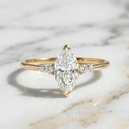 5 Ct IGI Certified Marquise Lab Diamond Engagement Ring