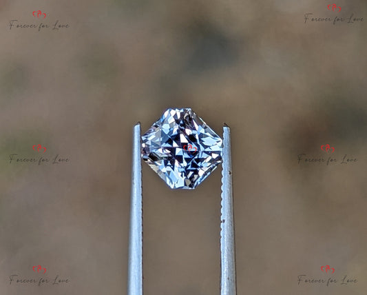 Unique Ceylon white radiant cut white sapphire, mined natural Sapphire stone, custom jewellery, hand made piece.