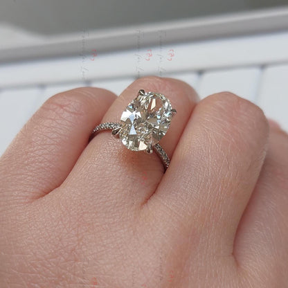 7 Ct Oval Diamond, Moissanite Engagement Ring