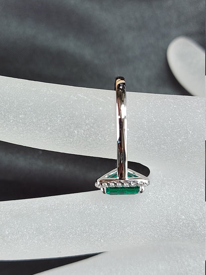 1.5 Ct Emerald Diamond, Emerald Halo Engagement Ring