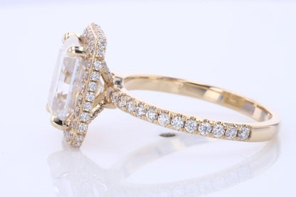 4 Ct Radiant Diamond, Moissanite Halo Engagement Ring