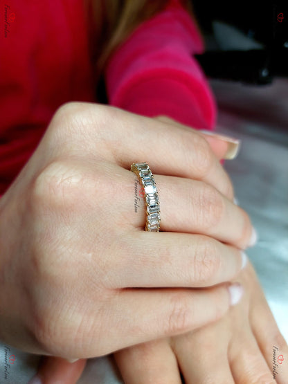 Emerald cut Diamond wedding band, 0.25 CT each CVD Emerald Cut Diamond Band, Half eternity wedding band Matching bridal Band Stacking Band.