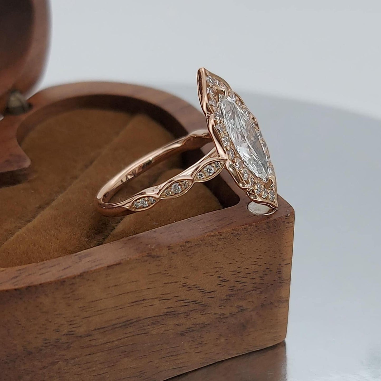 3 Ct IGI Certified Marquise Lab Diamond Solitaire Ring Marquise cut 1Ct Moissanite Brilliant Cut engagement ring in 935 Argentium Silver — custom handcrafted by Forever For Love