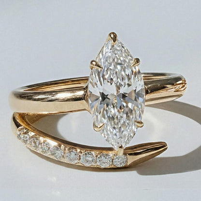 2.5 Ct IGI Certified Marquise Lab Diamond Hidden Halo Engagement Ring