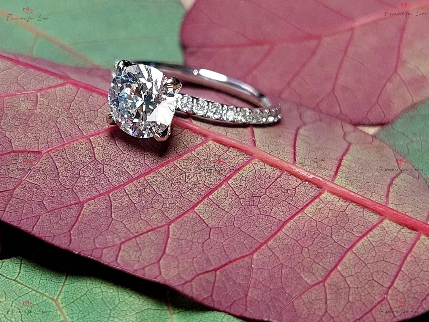 1.21 Ct IGI Certified Round Lab Diamond Engagement Ring Round cut 1Ct Moissanite Brilliant Cut engagement ring in 935 Argentium Silver — custom handcrafted by Forever For Love