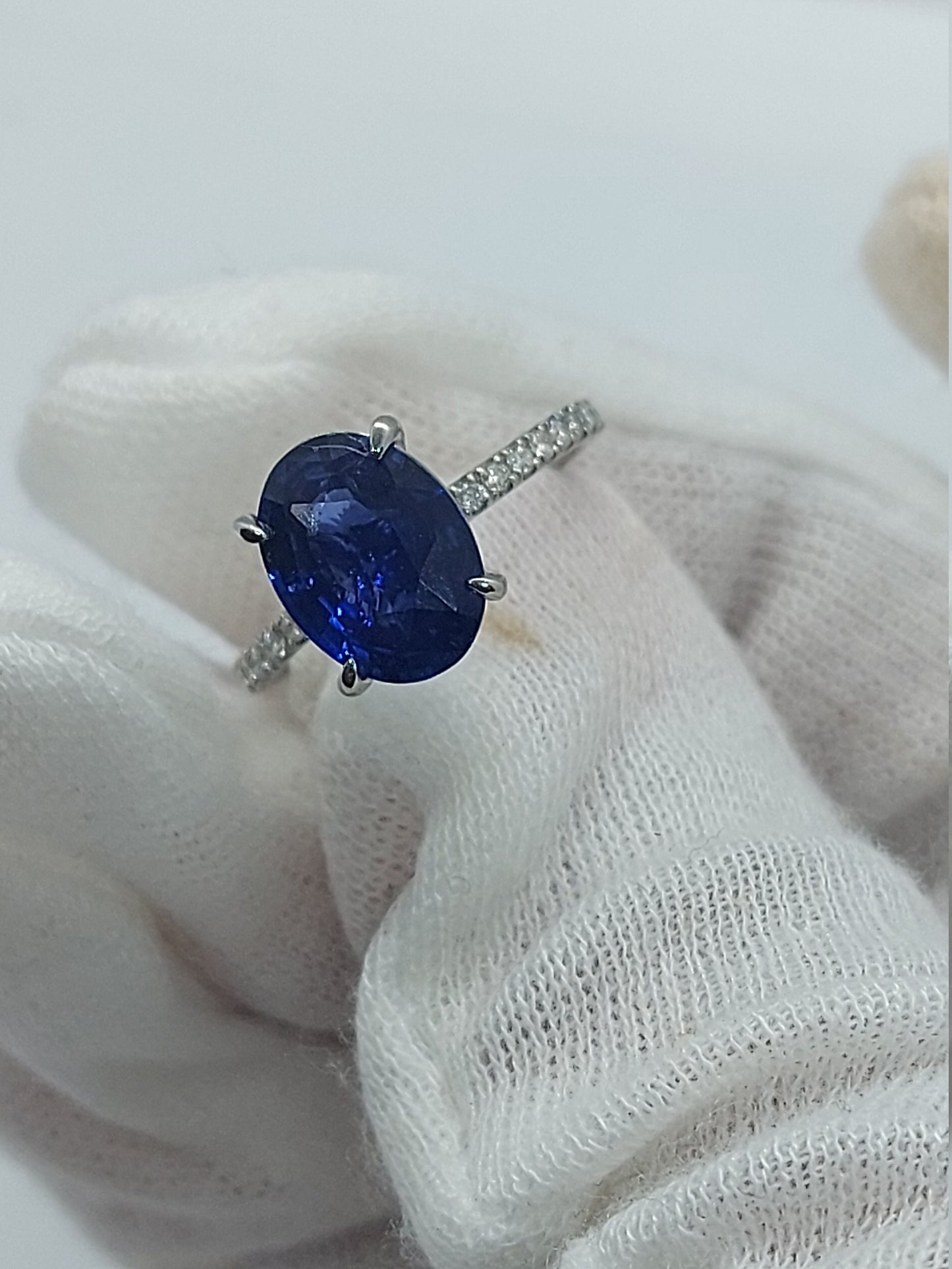 2.8 Ct Oval Blue Diamond, Sapphire Engagement Ring Oval cut 1Ct Natural Sapphire engagement ring in 935 Argentium Silver — custom handcrafted by Forever For Love