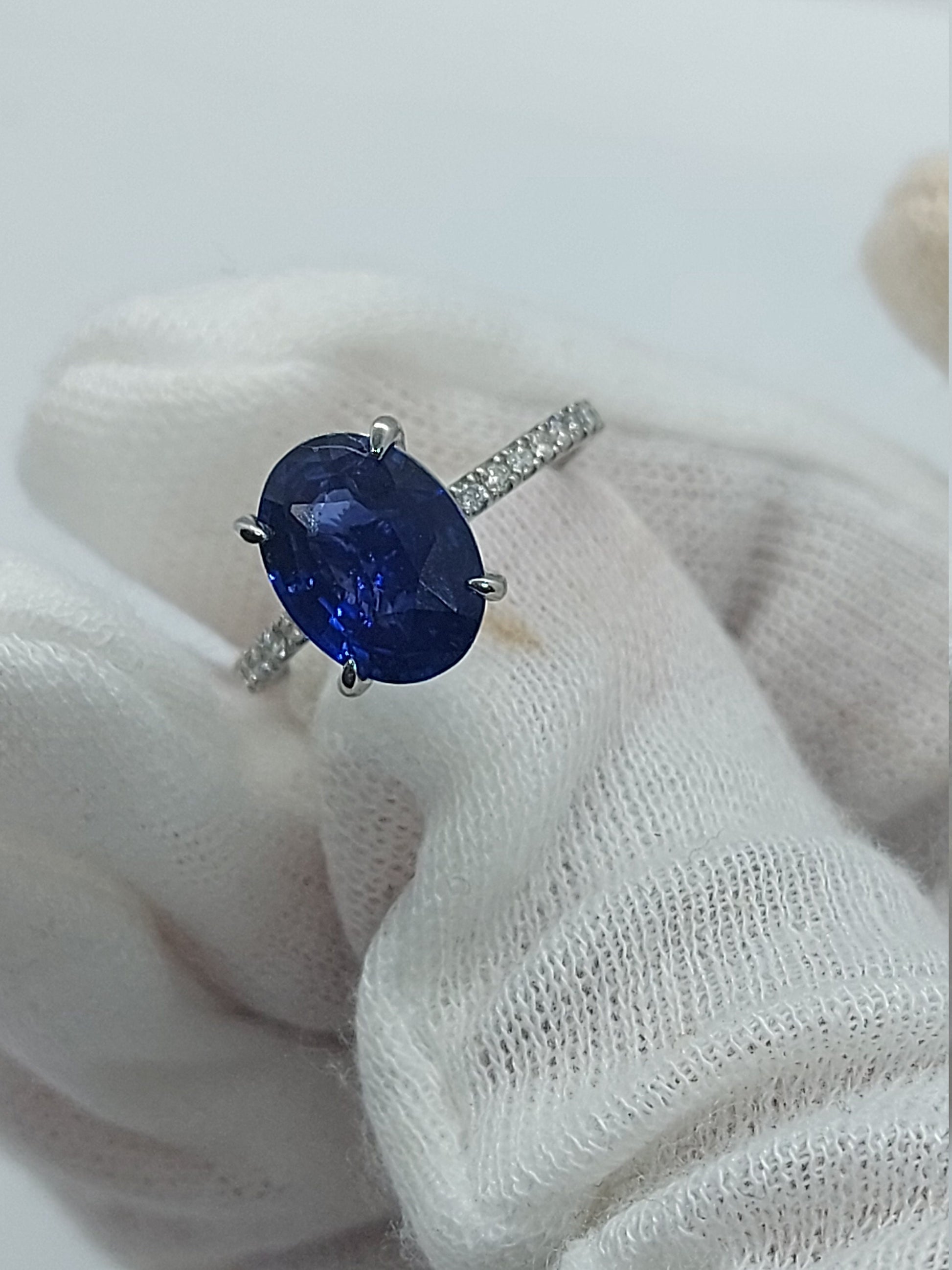 2.8 Ct Oval Blue Diamond, Sapphire Engagement Ring