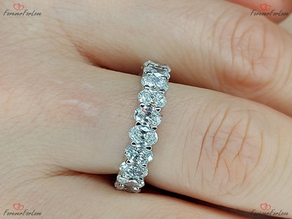 Oval Diamond Lab Grown Full Eternity Band Certified Oval Diamond Band Platinum Full Eternity Wedding Ring sharing Prong Diamond Band