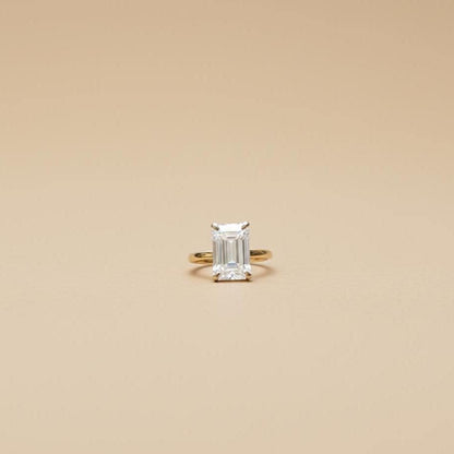 5 Ct Emerald Diamond, Moissanite, Emerald Solitaire Engagement Ring