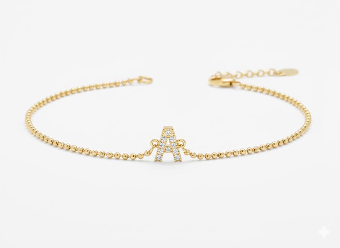 14K Gold Buchstabenarmband, Diamant Buchstabenarmband, Diamantanhänger, Buchstabenarmband, Massivgold, Initialenschmuck, Personalisiertes Geschenk Moissanite engagement ring in Gold or Platinum — custom handcrafted by Forever For Love