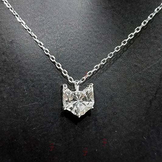 1 Carat cat diamond Necklace, 14k white Gold, Dainty Minimalist cat Pendant, Diamond Womens Necklace, Special Gift For Her.