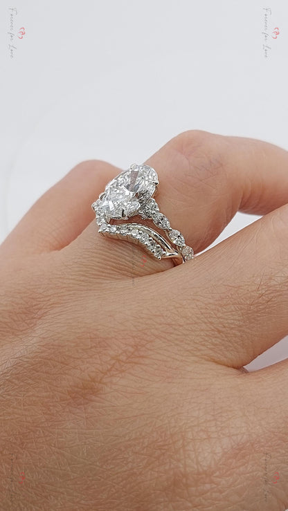 3 Ct Oval Lab Diamond Hidden Halo Engagement Ring