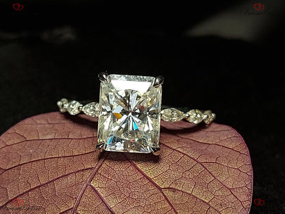 4 Ct Radiant Diamond, Moissanite Engagement Ring