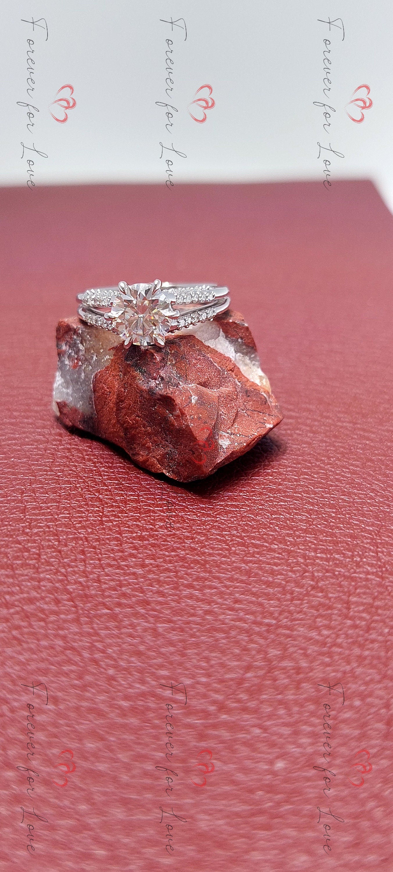 1 Ct Round Natural Diamond Solitaire Engagement Ring Round cut 1Ct Moissanite Brilliant Cut engagement ring in 935 Argentium Silver — custom handcrafted by Forever For Love