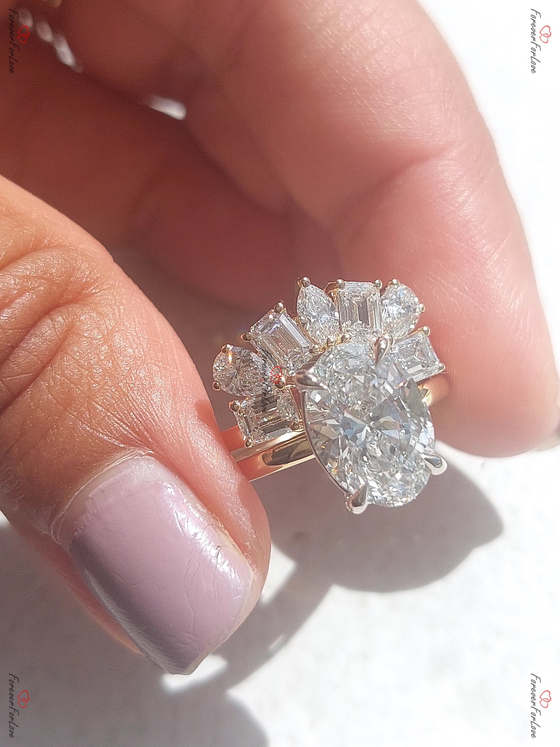 3 Ct IGI Certified Oval Lab Diamond Hidden Halo Engagement Ring