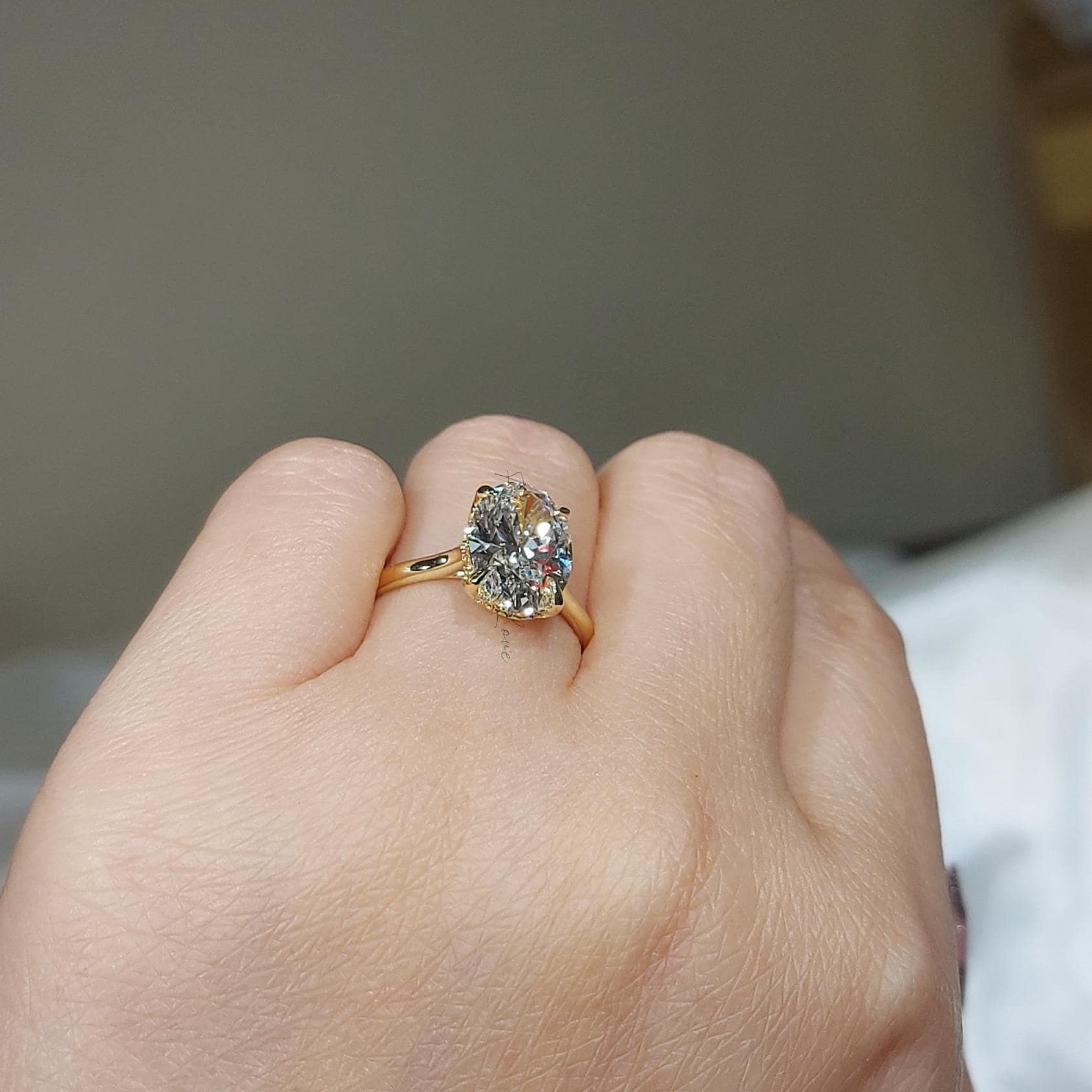 3.5 Ct Oval Lab Diamond Solitaire Engagement Ring