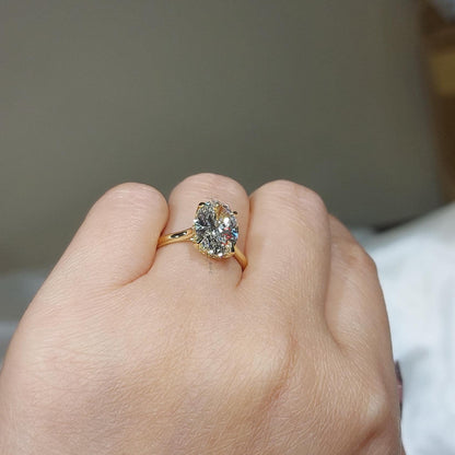 3.5 Ct Oval Lab Diamond Solitaire Engagement Ring