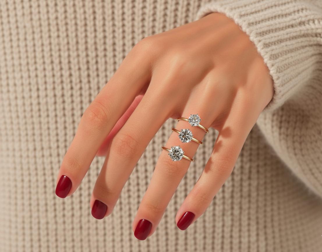 Bague de Fiançailles Solitaire 2 Ct Ronde Moissanite Round cut 1Ct Moissanite taille brillant engagement ring in Gold or Platinum — custom handcrafted by Forever For Love