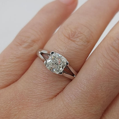 2 Ct Cushion Lab Diamond Solitaire Engagement Ring