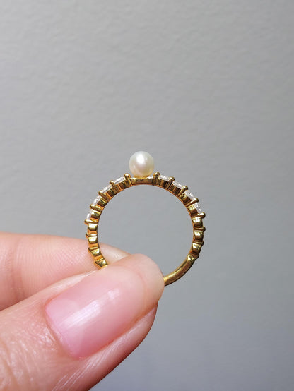 Natural Diamond, Pearl Half Eternity Band