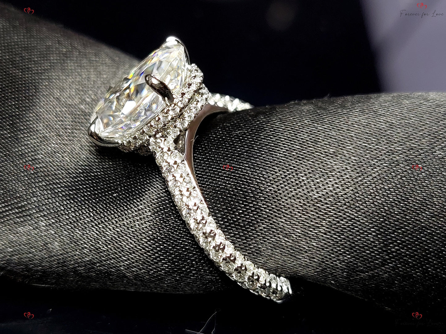 4 Ct Oval Solitaire Moissanite Engagement Ring 1Ct Moissanite Brilliant Cut engagement ring in 935 Argentium Silver — custom handcrafted by Forever For Love