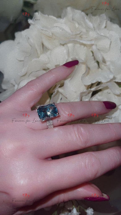 Radiant Diamond, Aquamarine Engagement Ring