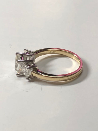 Princess Diamond, Moissanite Three Stone Engagement Ring