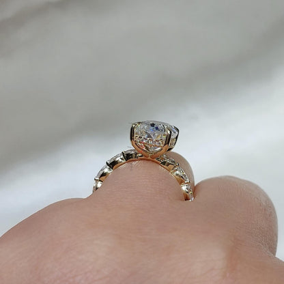 5.0 CT Oval Moissanite Hybrid Colorless Engagement Ring, Oval Moissanite, Distance Pave Wedding Ring, Hand made Ring, Anniversary Gift Ring