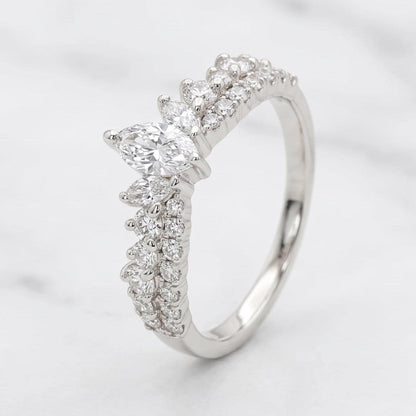 Marquise Lab Diamond Half Eternity Band