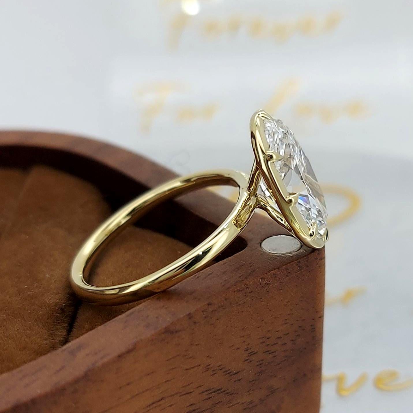 3.5 Ct IGI Certified Oval Lab Diamond Solitaire Engagement Ring