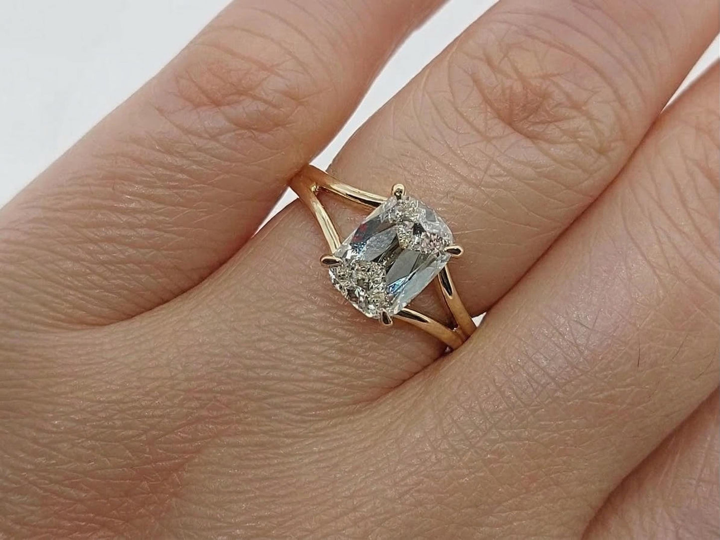 IGI Certified Old Mine Lab Diamond Hidden Halo Engagement Ring 1Ct Moissanite Brilliant Cut engagement ring in 935 Argentium Silver — custom handcrafted by Forever For Love