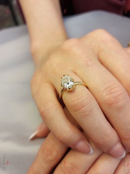 3 Ct Oval Diamond, Moissanite Engagement Ring