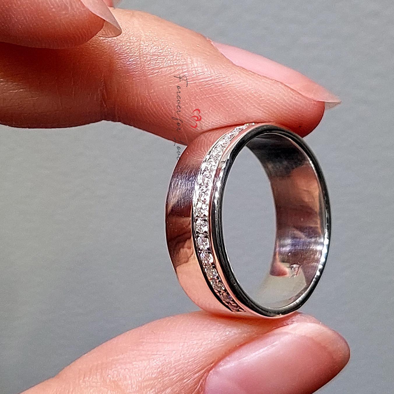 Man wedding band, chunky man band, his and her bands, diamond band, wedding band. 6mm wide solid gold band.