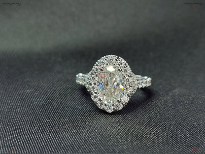 1.5 Ct Oval Diamond, Moissanite Engagement Ring
