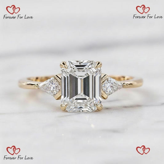 3.2 Ct IGI Certified Emerald Lab Diamond Engagement Ring