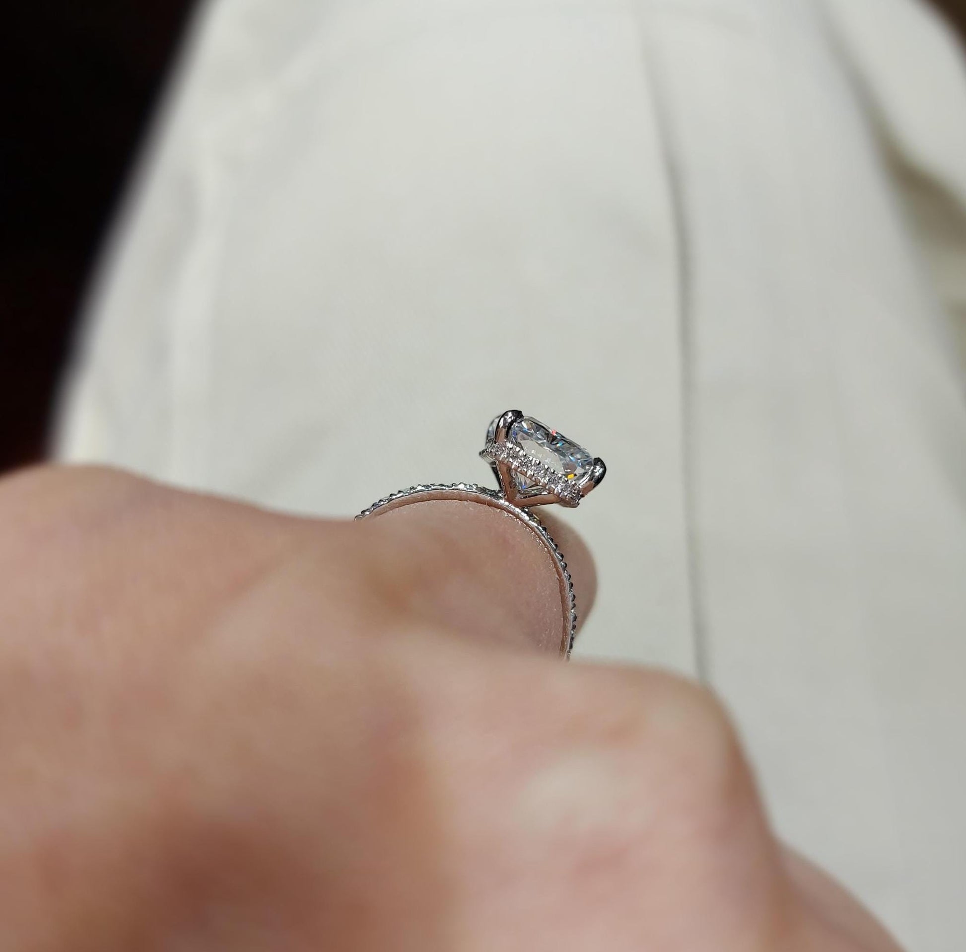 4.06 Ct IGI Certified Radiant Diamond Engagement Ring
