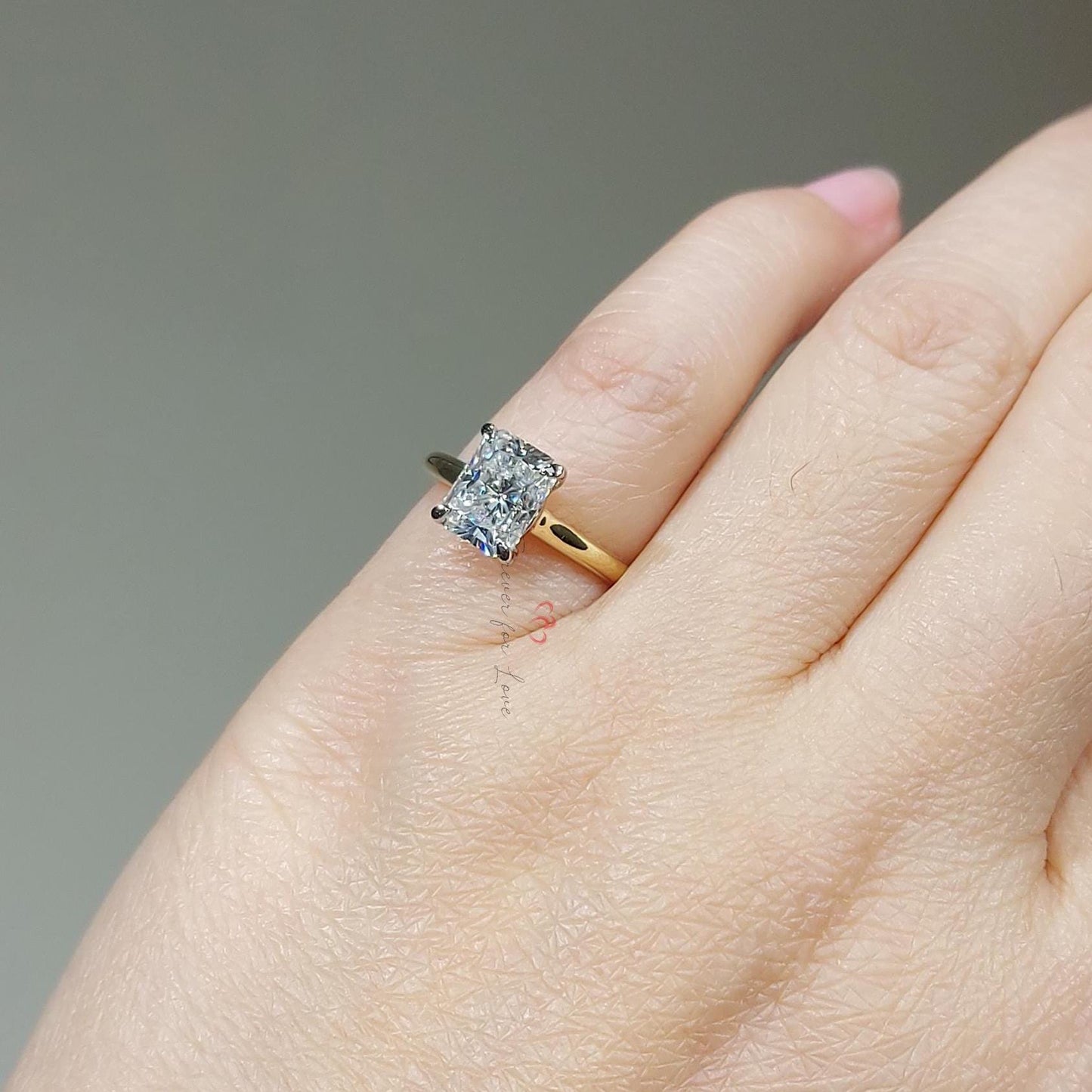 1.5 Ct Radiant Moissanite Solitaire with Pavé Engagement Ring Radiant cut 1Ct Moissanite Brilliant Cut engagement ring in 935 Argentium Silver — custom handcrafted by Forever For Love