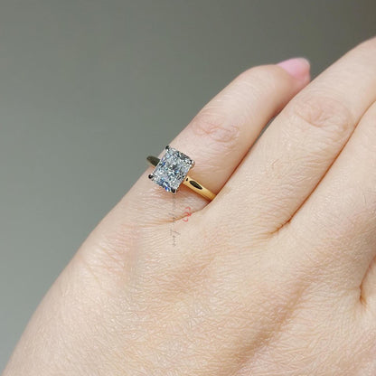 1.5 Ct Radiant Diamond, Moissanite Solitaire Engagement Ring