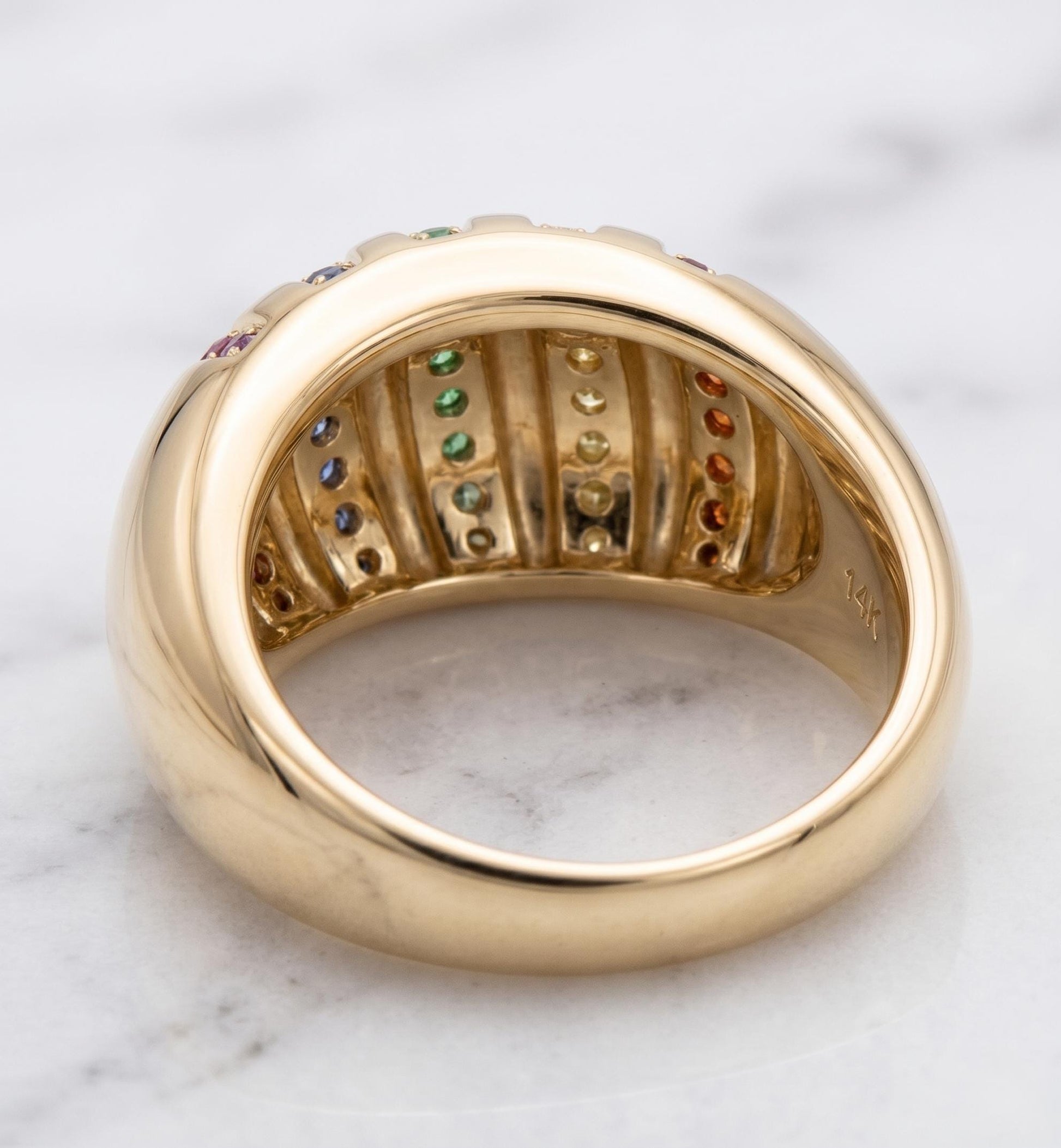 Round Diamond, Sapphire Wedding Band