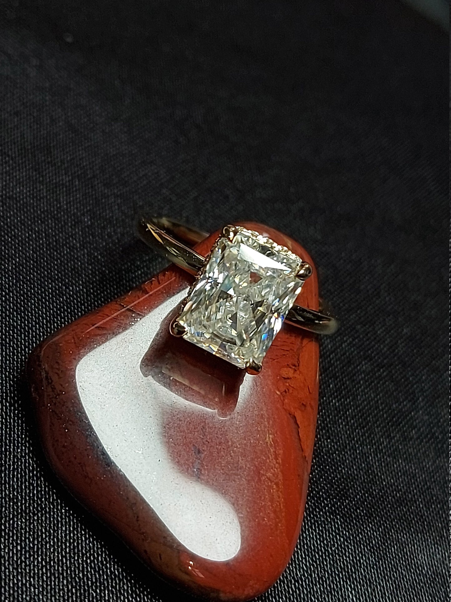 Radiant Moissanite Hidden Halo Engagement Ring Radiant cut 1Ct Moissanite Brilliant Cut engagement ring in 935 Argentium Silver — custom handcrafted by Forever For Love